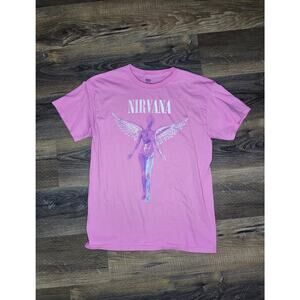 Nirvana In Utero Pink distressed Rock Band Tee Sz M